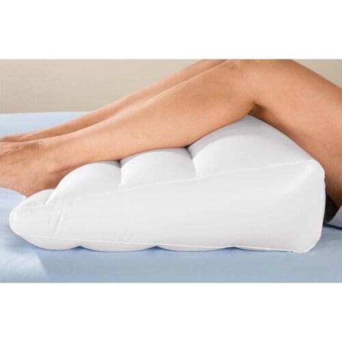 Large Inflatable Bed Wedge Pillow - Portable Velvety Lightweight (17Ozs) Cushion Bedside Back Cushion or Foot Elevation