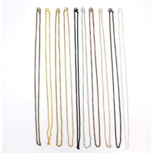 O-shaped Chain with Lobster Clasp Diy Handmade Jewelry Necklace Copper-clad Iron Width 2.5mm Length 45cm 10 Colors 10pcs/lot