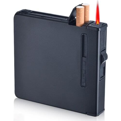 Aluminum Alloy Automatic Cigarette Case Lighter 20pcs Ultra-thin Integrated Portable Creative Windproof Smell Proof Weed Storage