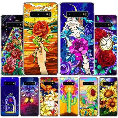 Colorful Roses Sunflower Art Cover Phone Case For Samsung Galaxy S10 S20 Ultra Note 10 9 8 S9 S8 Plus Pro Lite S7 S6 J4 J6 J8