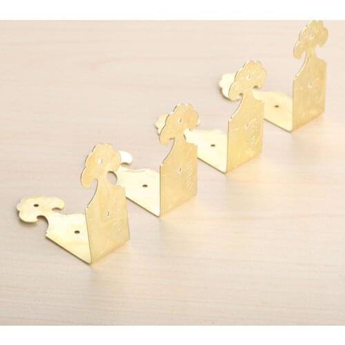 4pcs Table Box Wood Cases Corner Decorative Protectors Gold Wood Box Feet Leg Corner Protector Decorative Corner Bracket Crafts