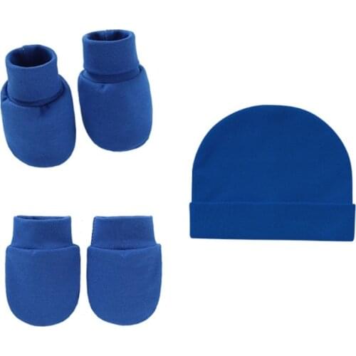 Baby Anti Scratching Soft Cotton Gloves+Hat+Foot Cover Set Newborn Mittens Socks Beanies Cap Kit for Infants Shower Gifts