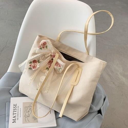 French Niche Advanced Sense Foreign Air Silk Scarf Large CapacityTote Bag Womens 2021 New Canvas Portable One Shoulder Bag