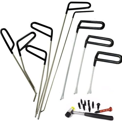 Paintless Dent Removal Rods Kits Paintless Dent Repair Removal Puller Tools Push Rods Spring Steel Tail Set Hand Tools Set