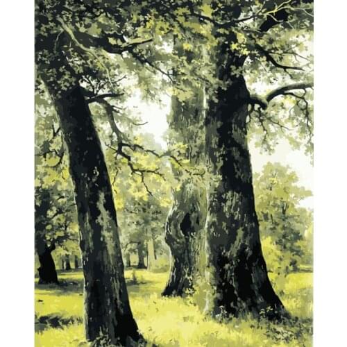 Painting By Numbers DIY Dropshipping 50x65 60x75cm Giant trees Forest Scenery Canvas Wedding Decoration Art picture Gift