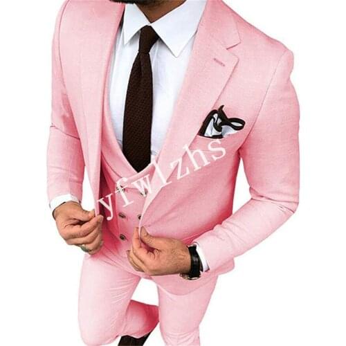 Handsome One Button Groomsmen Notch Lapel Groom Tuxedos Wedding Dress Men Suits Blazer Prom Dinner (Jacket+Pants+Tie+Vest) A199