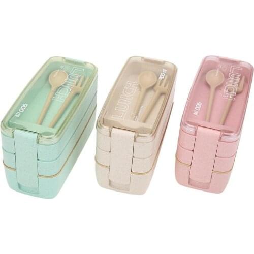 750/900ml Lunch Box Wheat Straw Bento Boxes Microwave Dinnerware Eco-friendly Food Storage Container Lunchbox
