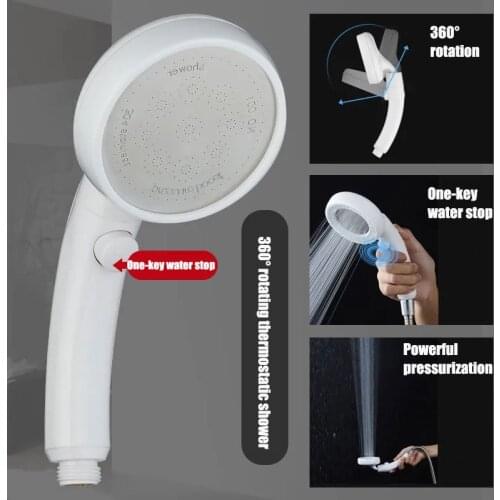 Powerful Pressurized Shower Head With Switch Handheld 360°Spin Shower Head Water Heater Shower Head Water Stop Shower Head