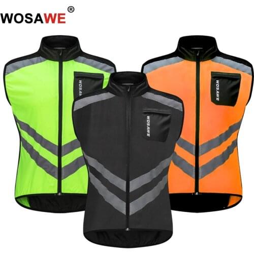 WOSAWE Motorcycle Reflective Vest High Visibility Jacket Gilet Waistcoat Motocross Riding Off-Road Windbreaker Running Sports