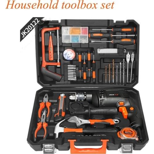 Household Toolbox Set With Impact Drilling Tool Multi-function Hardware Tools Car Repair Electric Drill JK20122