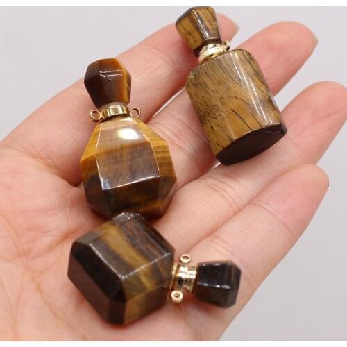 Natural Semi-precious Stone Tiger Eye Stone Perfume Bottle Pendant DIY for Making Jewelry Necklace Gift Accessories