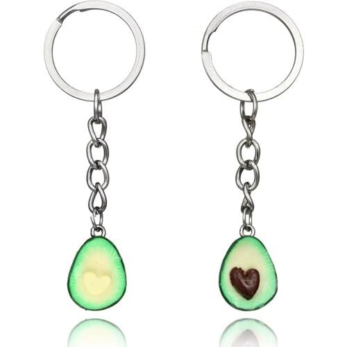 New Simulation Fruit Avocado Heart-shaped Keychain Fashion Jewelry Gift For Women Cute Fruit Avocado Couple