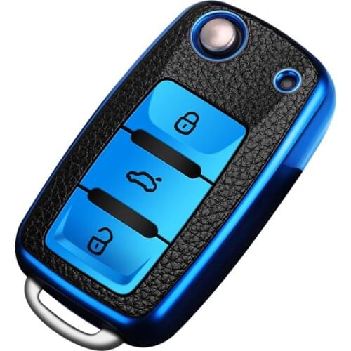 New Leather+TPU Car Remote Key Cover Case For Volkswagen VW Bora Polo Tiguan Jetta Passat B5 B6 B7 Golf Beetle For Skoda Octavia