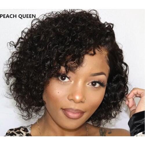 Hot Sale 150% Density Short Curly Synthetic Wigs Pixie Cut Hair Glueless Full Machine Made Wigs For Black Women