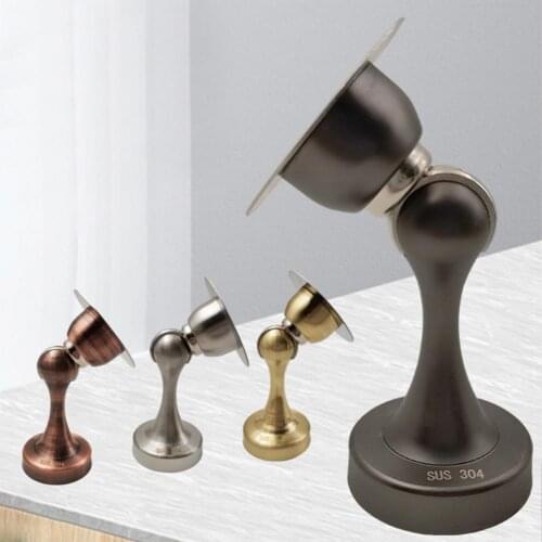 Portable Door Stopper Punch-free Protection 304 Stainless Steel Magnetic Anti-collision Door Buffer for Bathroom Door Accessory
