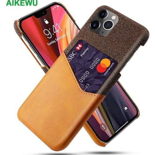 Shockproof Case For iPhone 12 13 Mini 12 13 Pro Max Business Fabric +Leather Card Holder Fitted Cover