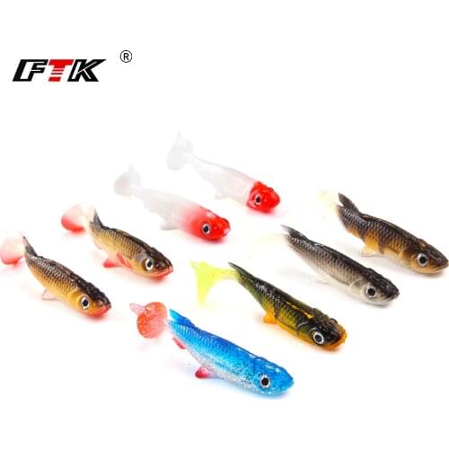 Fishing Soft Lure 5PC 6CM Bass Minnow Silicone Bait Shad Warm Swimbait For Fishing Wobbler Jigging Head Lure Fishing Accessories
