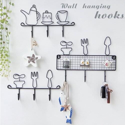 Key Hook Rack Wall Coat Hook Home Multifunctional Storage Rack Decorative Hook Wrought Iron Ornament Cute Room Decor Home Decor