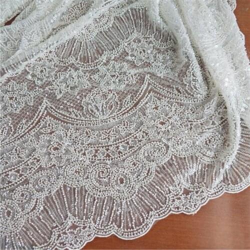 Heavy beaded lace fabric
