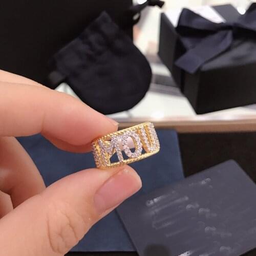 UMGODLY Luxury Brand AMOUR Rings Fashion Gold Color Ring Zircon CZ Women Party Jewelry Gift