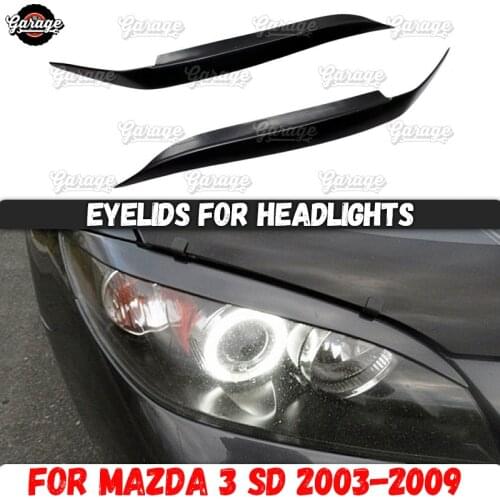 Eyelids for headlights case for Mazda 3 Sedan BK 2003-2009 ABS plastic pads cilia eyebrows covers trim accessories car styling