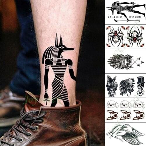 Waterproof Temporary Tattoo Sticker Egypt Anubis Death Dangerous Wolf Dog Tatto Flash Tatoo Fake Tattoos for Kids Men Women