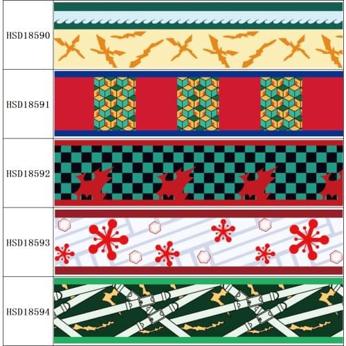22MM 25MM 38MM 50MM 75mm Printed Japanese anime Pattern on Grosgrain Ribbon for diy ribbon