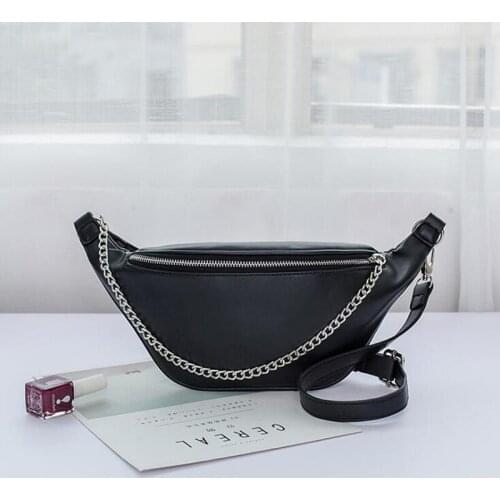 2021 New Fanny Pack Fashion Waist Bag High Quality PU Leather Belt Chest Bag with Chain Women Shoulder Bags