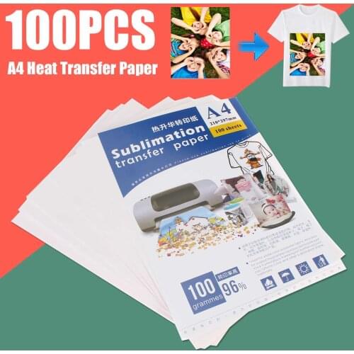 100pcs/set A4 Sublimation Transfer Paper Heat Thermal Transfer Printing Paper Stickers For t-shirt Hat Cap Mug Cup