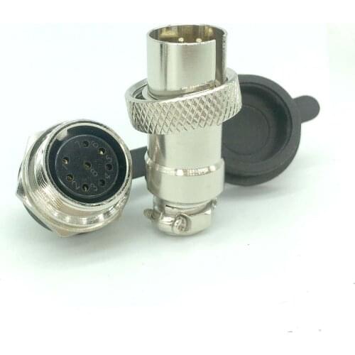 2 Set 8-Pin Gold Plated Pin 16mm Male Female Wire Panel Connector Kit GX16 Reversed Aviation Socket & Plug Computer Ect.Dust Cap