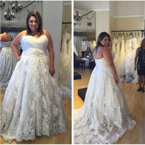 2019 Vintage A-Line Lace Appliques Wedding Dresses Sweetheart Plus Size Bridal Gowns Custom Plus Size Long Vestidos De Mariee