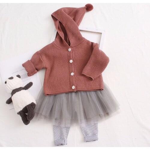 2020 Baby Girl Sweater Kids Hooded Cardigan Spring Sweaters Children Autumn Clothing Girls Clothes Knitwear Outwear