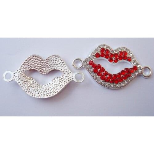 30*20mm silver bottom alloy lip shape pave beads for designer bracelet and necklace.charms loose mouth beads