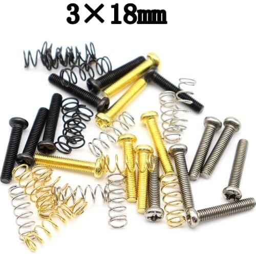 36Pcs Guitar Screws Tremolo Bridge String Saddles Mount Screws and Conical Spring for Electric Guitar parts 3 Colors 3×18mm
