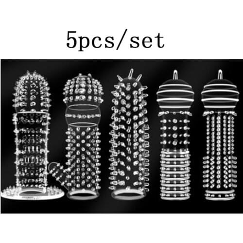 5 Pcs Sex Toys Condom Goods For Of Adult Extender Sleeve For Penis Delay Ejaculation Intimate Goods Sex Shop