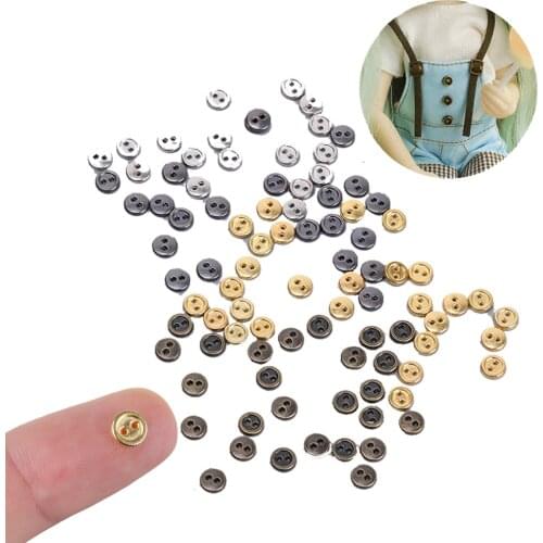 50PCS 3/4/5mm Cute DIY Doll Clothes Mini Metal Buttons Round Pullip Clothes Sewing Buttons Blyth Doll Clothes Accessories