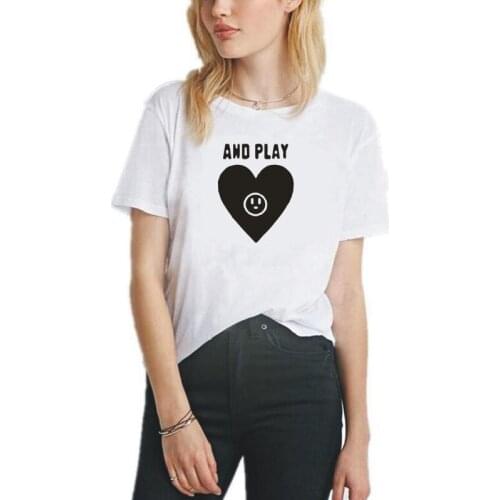 And play printed womens T-shirt casual loose Harajuku cotton short sleeve summer street plus size round neck Tshirts tops