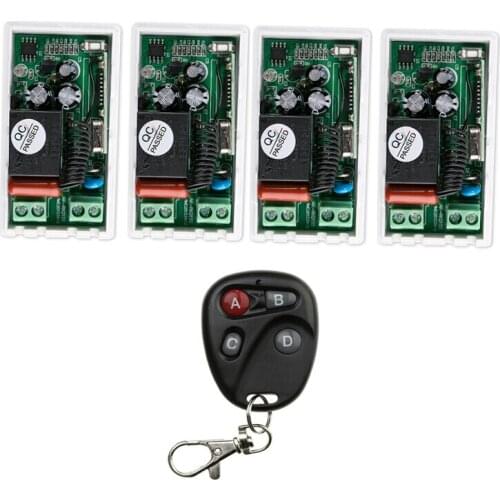 220 v 1 ch RF wireless remote control switch 4* receiver+1 * transmitter Simple connection self-lock mode