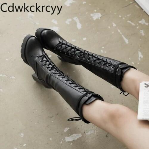 Winter The New fashion Round head Thick with 11CM Martin boots cross Lace Handsome Plus velvet Keep warm High heel Women boots