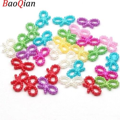 50PCS Butterfly Shape Acrylic Beads DIY Imitation Pearl Mixed Color Beads To Make Jewelry Hairpin Jewelry Accessories