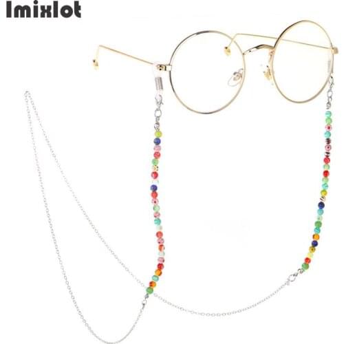 Fashion Anti Slip Reading Glasses Chain for Women Sunglasses Chains Colorful Beaded Glasses Chain Eyewear Cord Lanyard Necklace