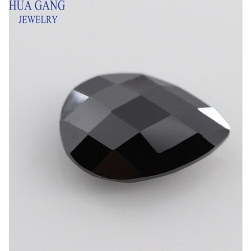Black CZ Stone Pear Shape Double CheckerBoard Synthetic Gems Cubic Zirconia For Jewelry 4x6~13x18mm Wholesale Free Shipping