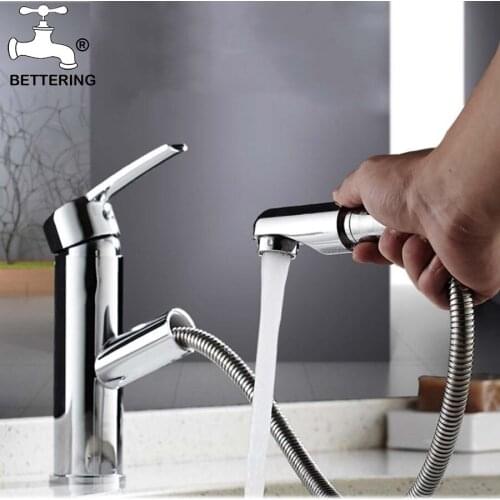 Black Faucet Stream Deck Bathroom Basin Faucets Hot Cold Mixer Tap Kitchen Faucet Pull Out Single Hole Tap Robinet Salle De Bain