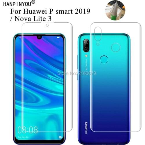 For Huawei P Smart 2019 / Nova Lite 3 Soft TPU Front Back Full Cover Screen Protector Transparent Protective Film + Clean Tools