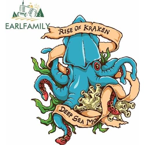 EARLFAMILY 13cm x 10.7cm for Rise of Kraken Monster Octopus Decal Tuning Snowboard Suitcase VAN Car Stickers Snowboard Graphics