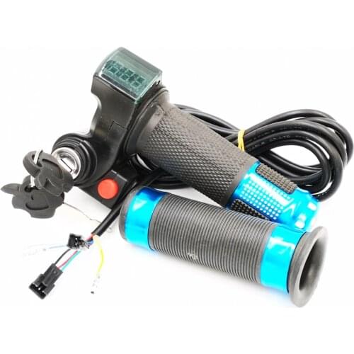 E-bike 36V/48V Twist Throttle Grips LED Battery Level Display and Power Lock with Horn Switch for 22.5mm Electric Bike Handlebar