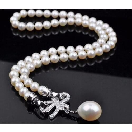 Classic single strandsAAA 9-10mm round south sea white pearl necklace 18inch