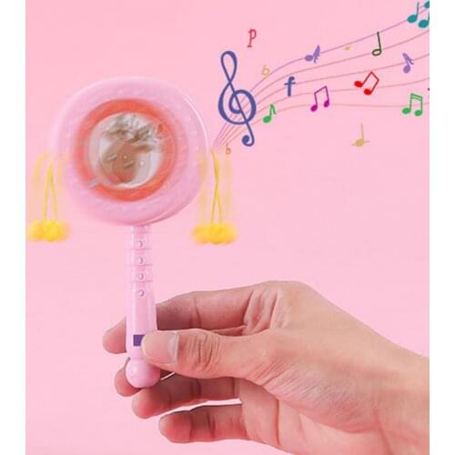 2Pcs Drum-Shaped Rattle Attractive Beads Design Plastic Girls Boys Spin Toy for Kids Child Early Education Tool Gifts