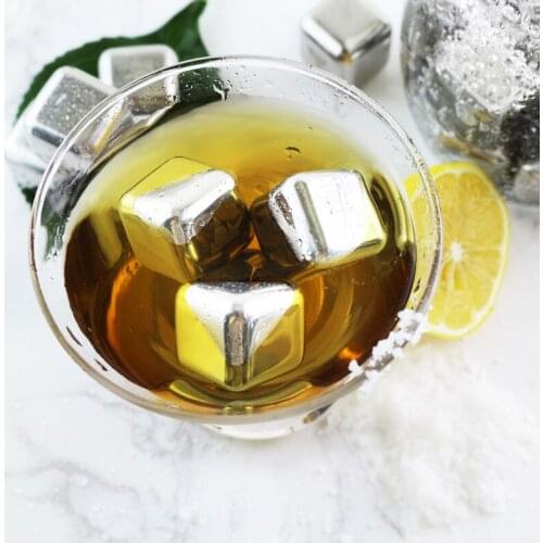 4/6/8/9 pcs Stainless Steel Wisky Champagne Ice Cubes Stones Wine Beer Cooler Rocks Holder With Plastic Box Clip Chiller Tools