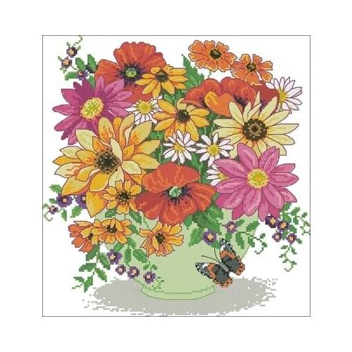 Magazine-Vase Flower Needlework,For Embroidery,DIY 14CT Unprinted Arts Cross stitch kits Set Cross-Stitching Home Decor